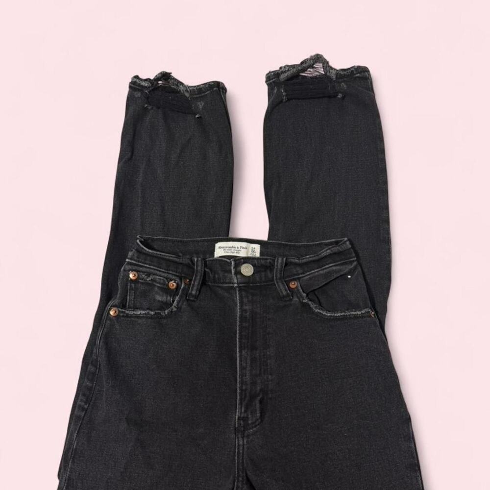 Abercrombie & Fitch Ankle Straight Ultra high rise curve black jeans size 24-00